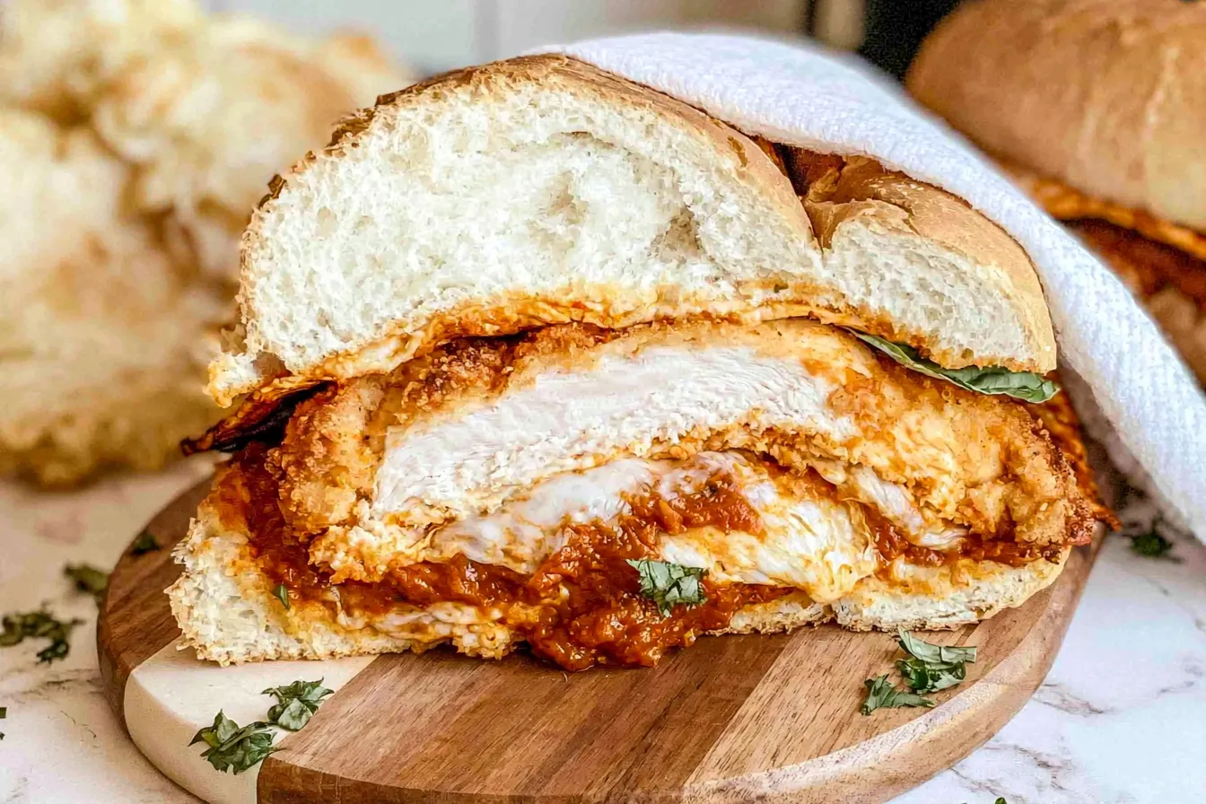 Chicken Parmesan Sub Freshly Made with Melted Cheese