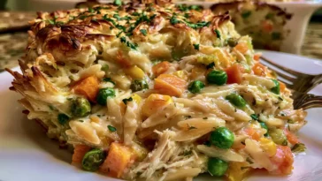 Delicious Chicken Pot Pie Orzo Dinner in a Cozy Setting