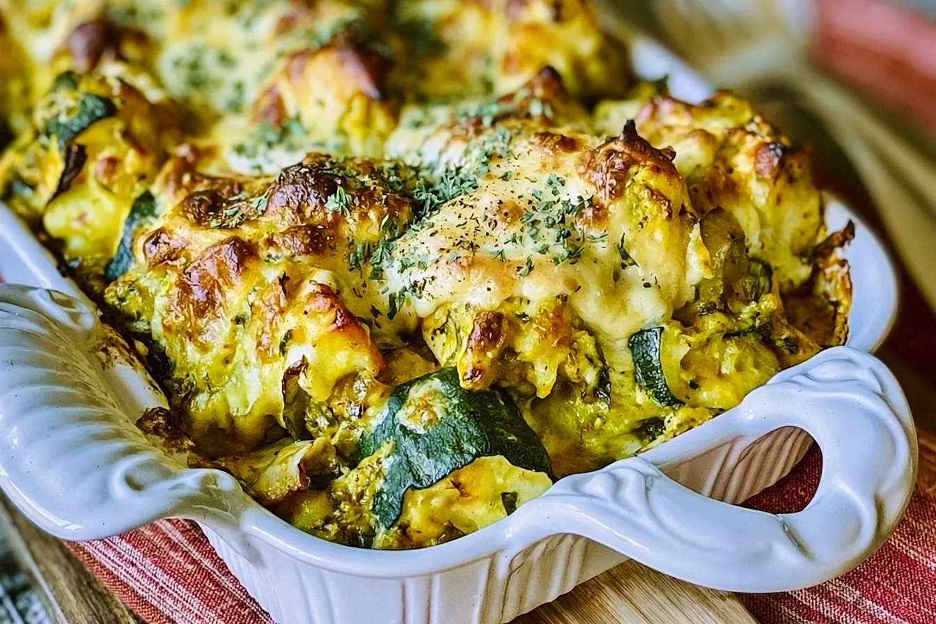 Chicken Zucchini Casserole: Comfort Food Delight in a Dish 3 Homemade Chicken Zucchini Casserole Fresh Out of the Oven