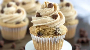 Decadent Chocolate Chip Cookie Cupcakes Out of the Oven