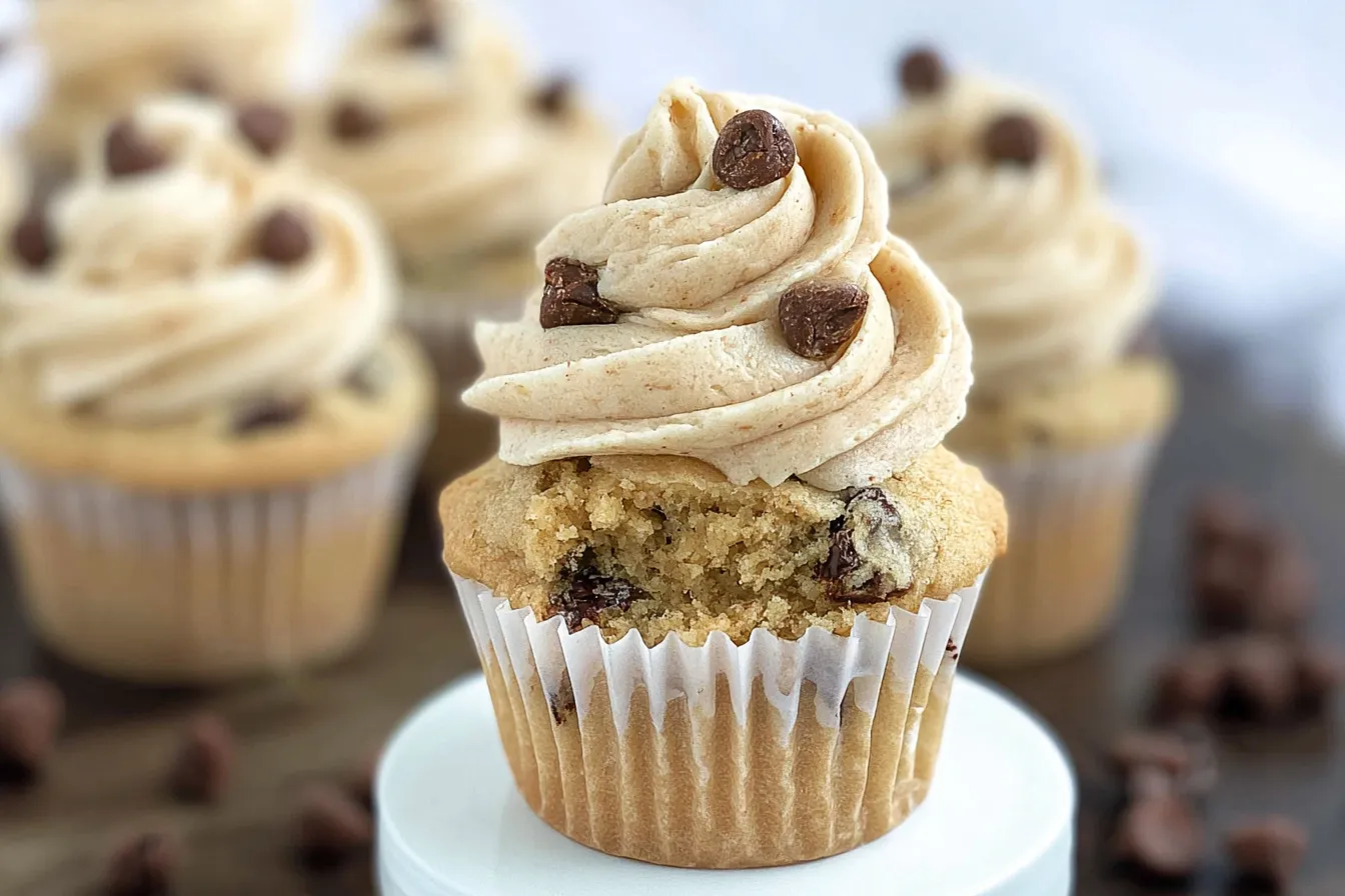 Decadent Chocolate Chip Cookie Cupcakes Out of the Oven