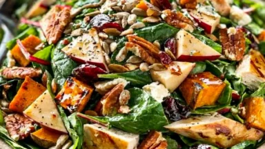 Chopped Fall Harvest Salad with Chicken in a Bowl