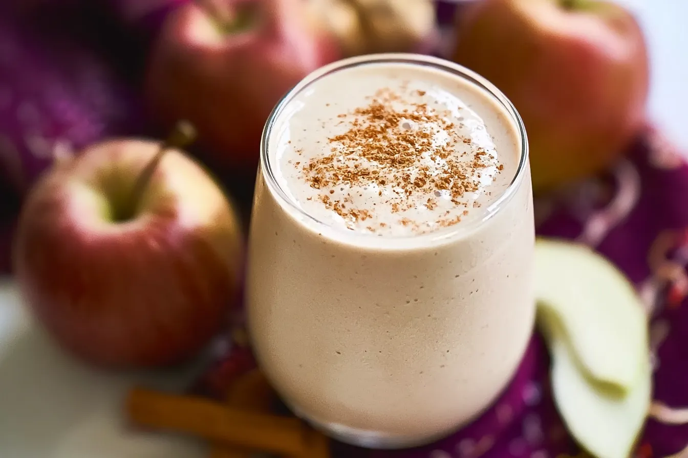 Creamy Apple Smoothie in a Glass with Fresh Apples