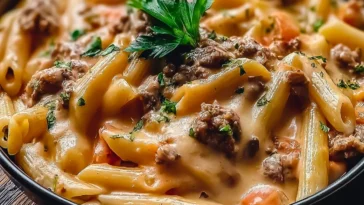 Creamy Beef Pasta in a Bowl - Easy and Quick Recipe