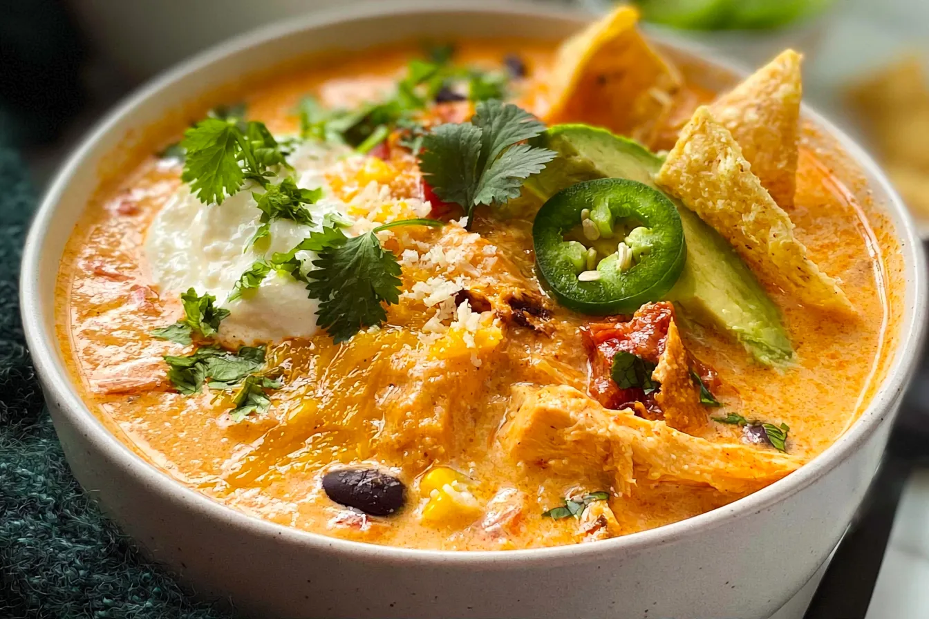Creamy Chicken Tortilla Soup in a Bowl