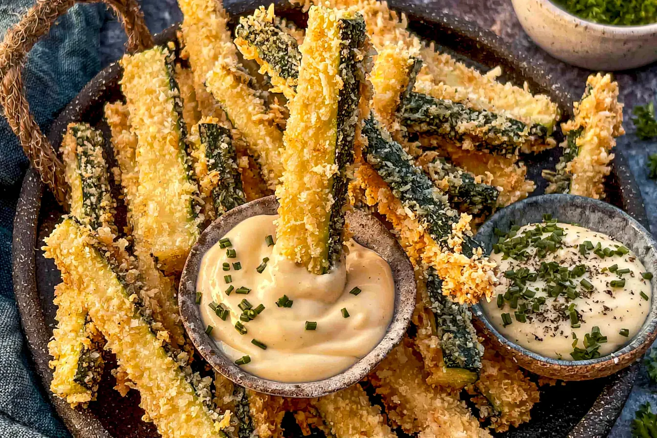 Crispy Zucchini Fries with Garlic Aioli - Tasty Snack