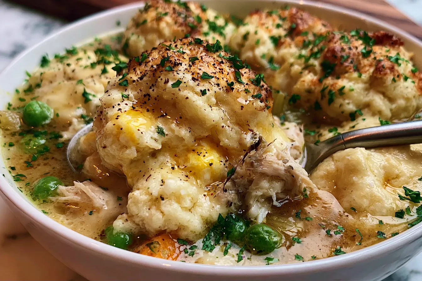 Easy Chicken and Dumplings provide dumplings, hearty broth, and comfort 