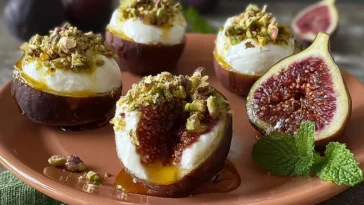 Easy Figs with Ricotta, Pistachios, and Honey Plated Delight