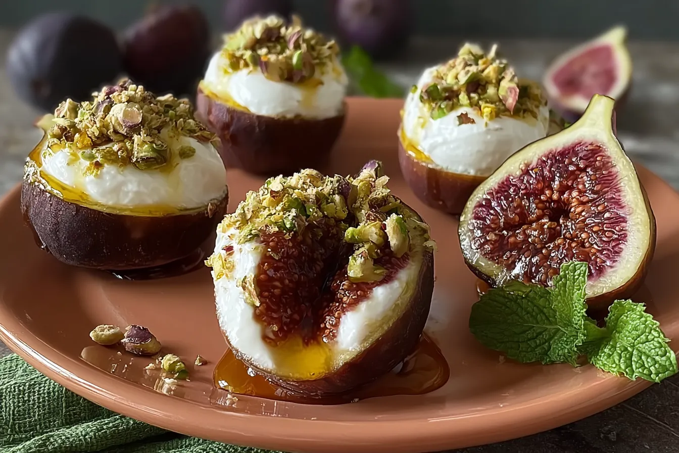 Easy Figs with Ricotta, Pistachios, and Honey Recipe Delight 3 Easy Figs with Ricotta, Pistachios, and Honey Plated Delight