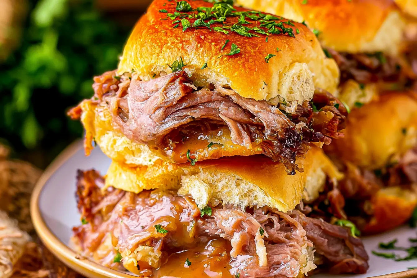 Easy French Dip Sliders Ready to Serve