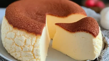 Fluffy Yogurt Cake Slices on a Plate