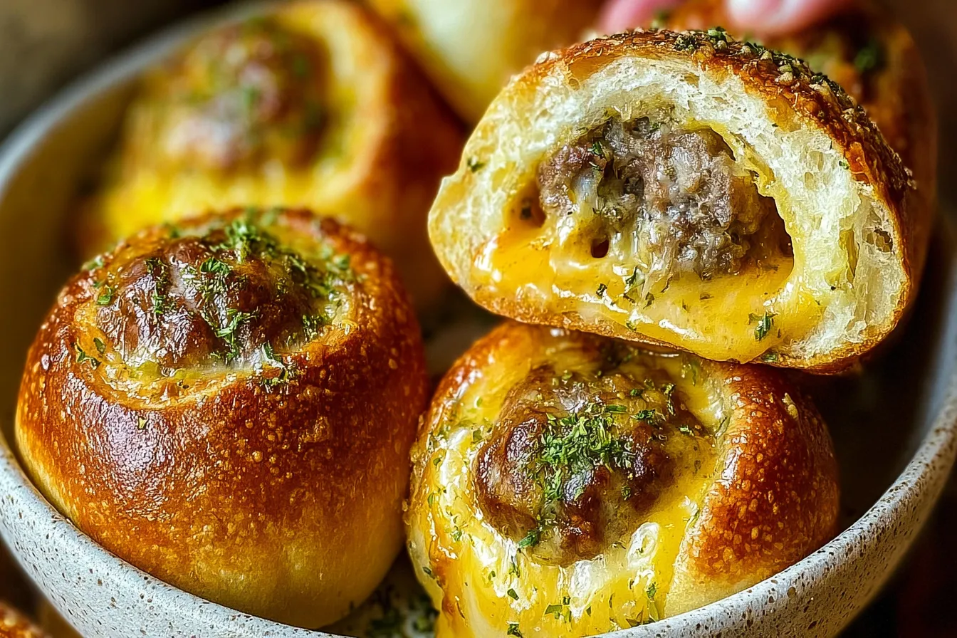 Delicious Garlic Parmesan Cheeseburger Bombs