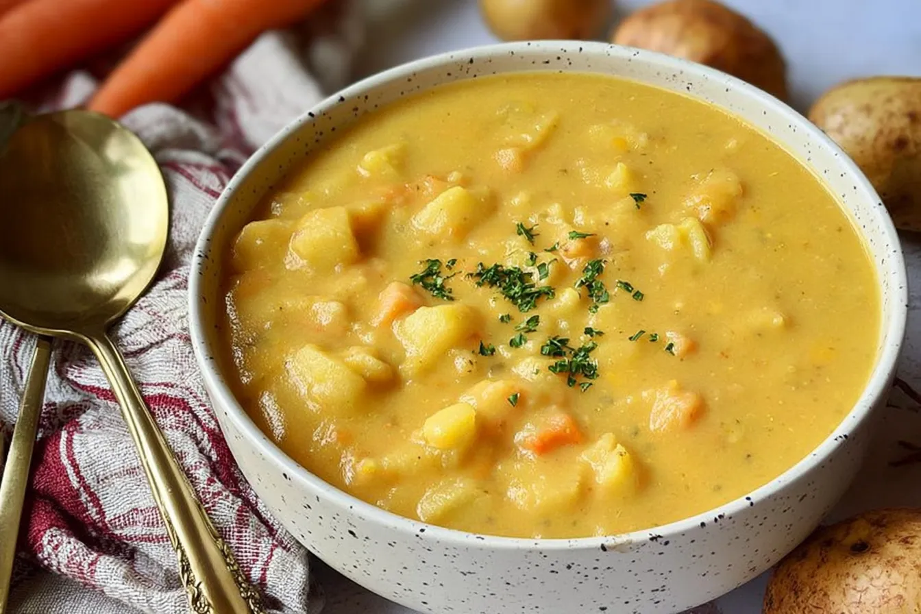 Delicious German Potato Soup (Kartoffelsuppe) in a Bowl