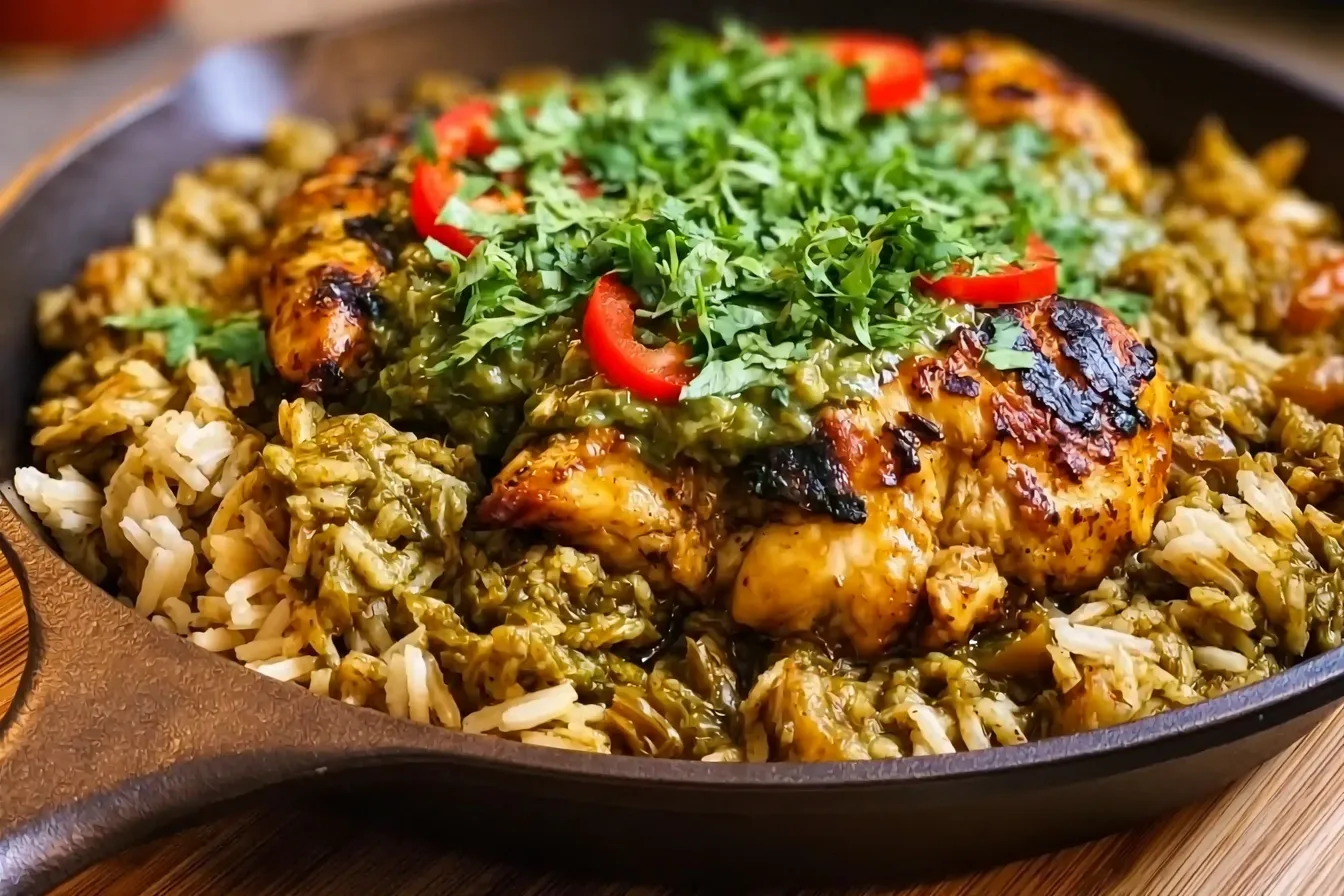 Hatch Chili Chicken and Rice Skillet Easy Recipe with Simple Ingredients