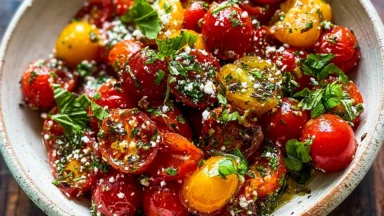 Herby Burst Cherry Tomato Salad in a Bowl