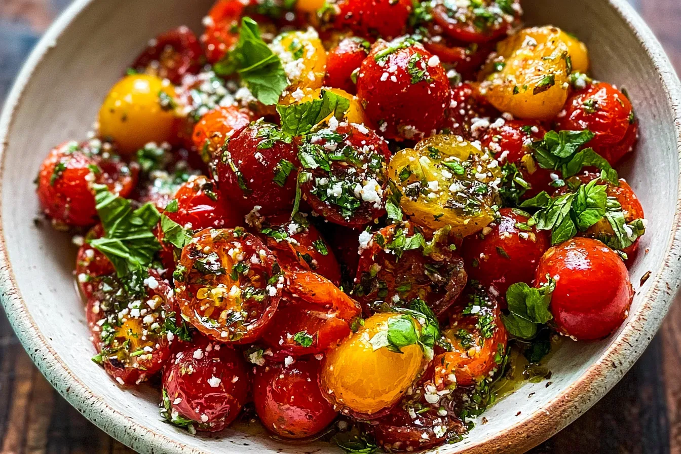 Herby Burst Cherry Tomato Salad in a Bowl