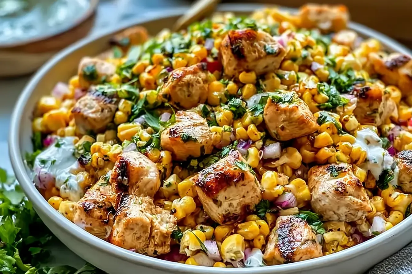 High Protein Chicken Street Corn Salad Fresh Ingredients