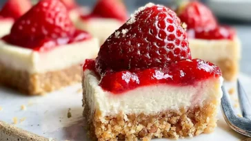 High Protein Healthy Strawberry Cheesecake Bites on a Plate
