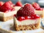 High Protein Healthy Strawberry Cheesecake Bites on a Plate