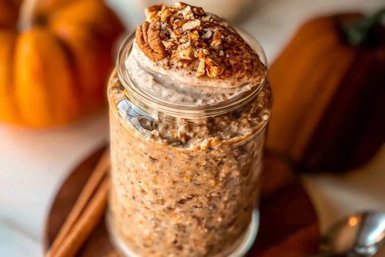 High Protein Pumpkin Overnight Oats in a Jar