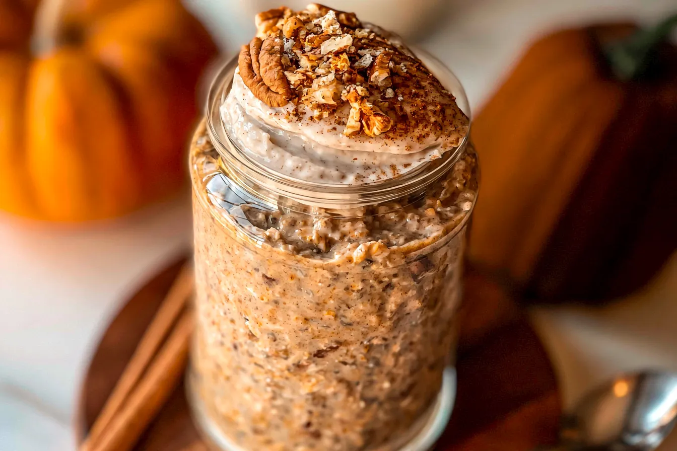 High Protein Pumpkin Overnight Oats in a Jar