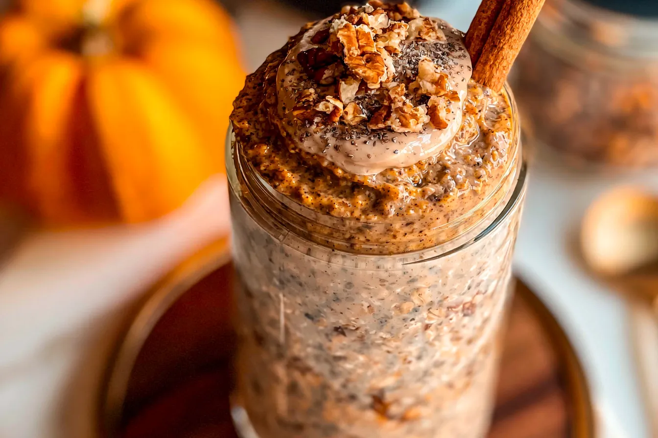 High Protein Pumpkin Overnight Oats 