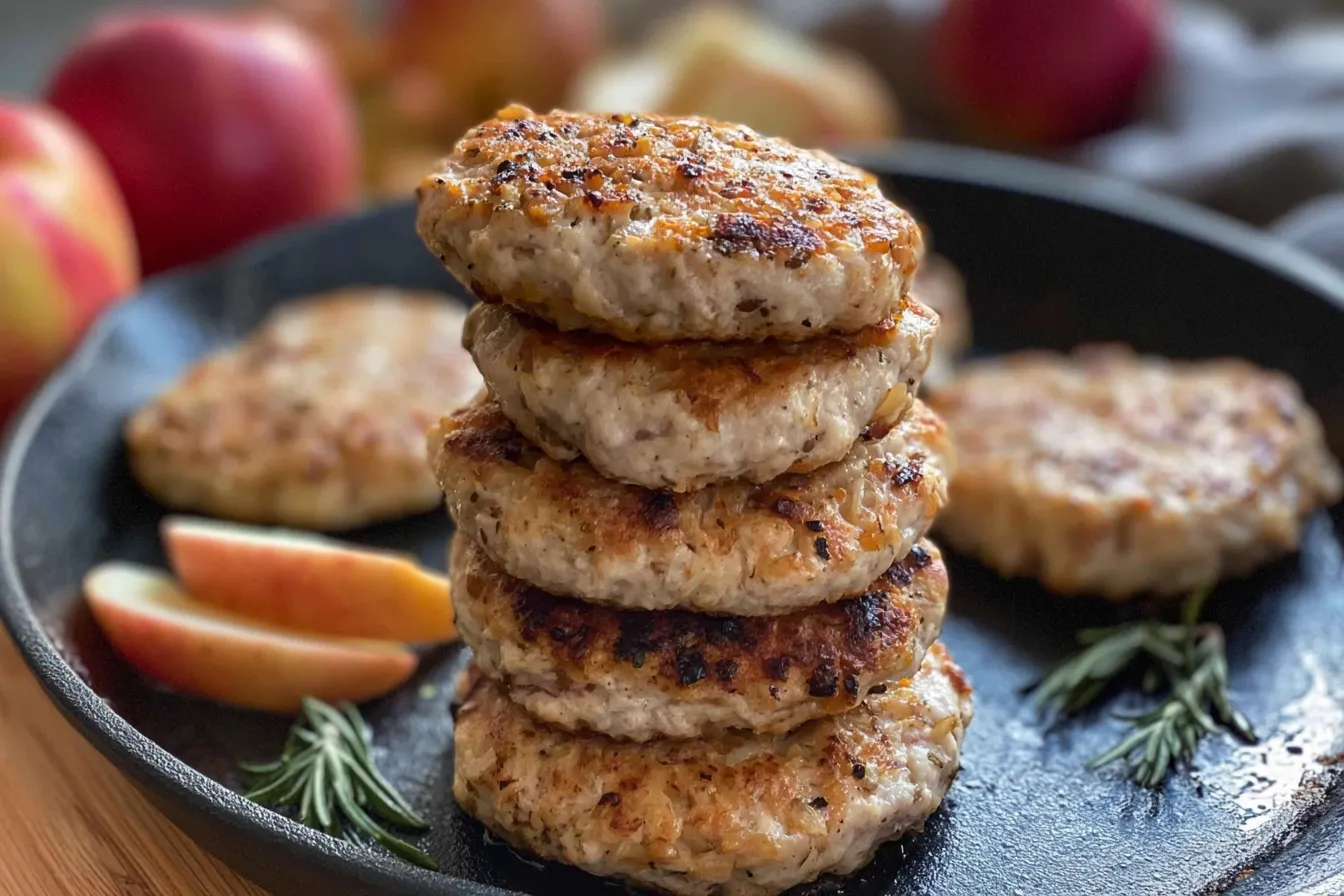 Homemade Chicken Apple Sausage on a Grill Plate