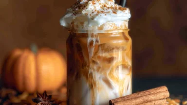 Delicious Iced Pumpkin Spiced Latte in a Glass