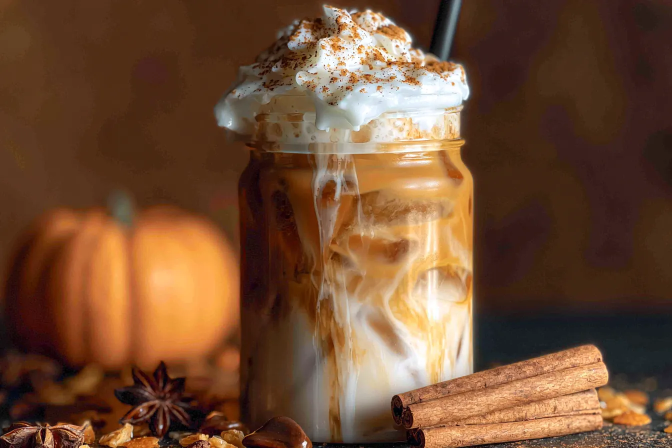Delicious Iced Pumpkin Spiced Latte in a Glass