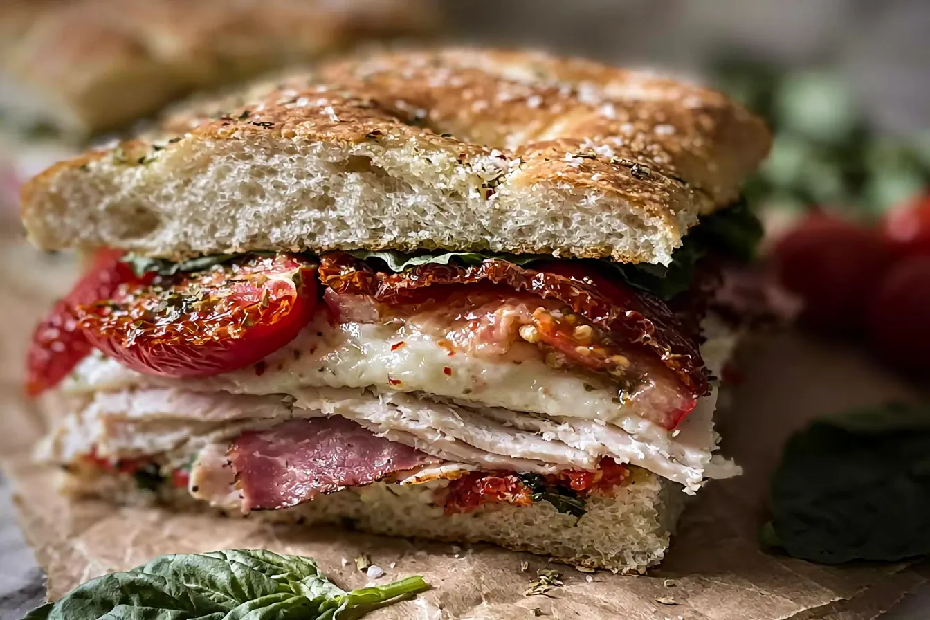 Italian Turkey Focaccia Sandwiches: A Flavorful Delight! 4 Italian Turkey Focaccia Sandwiches