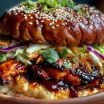Korean BBQ Chicken Sandwich with Cabbage Slaw: Yum Alert! 5 Korean BBQ Chicken Sandwich with Fresh Cabbage Slaw
