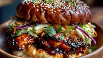Korean BBQ Chicken Sandwich with Fresh Cabbage Slaw