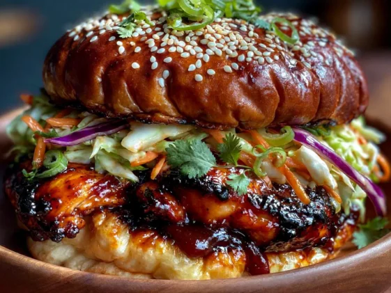 Korean BBQ Chicken Sandwich with Fresh Cabbage Slaw