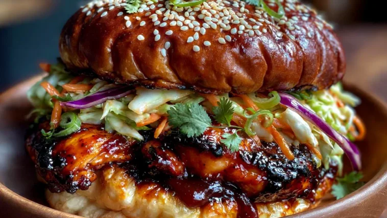 Korean BBQ Chicken Sandwich with Fresh Cabbage Slaw