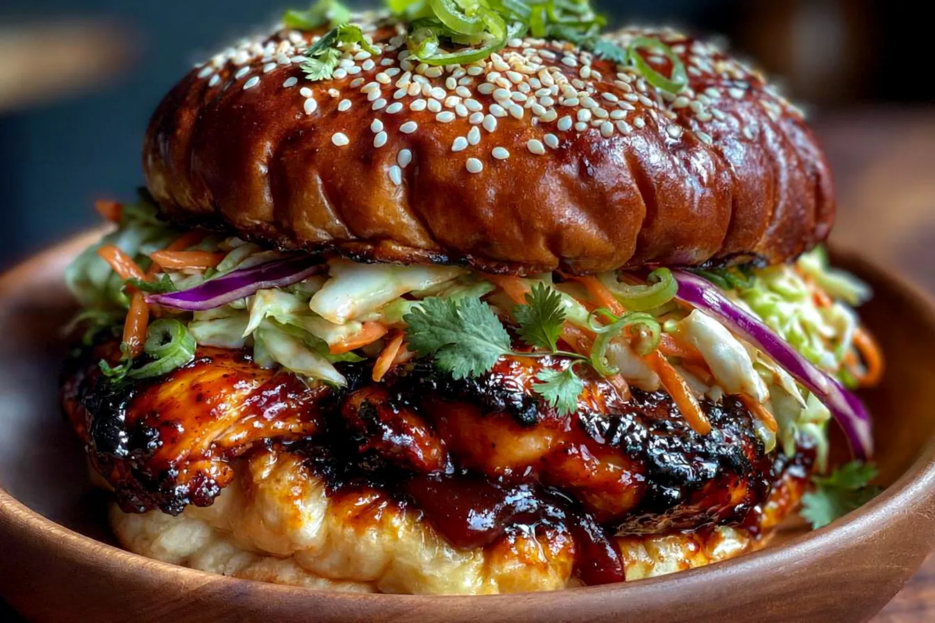 Korean BBQ Chicken Sandwich with Fresh Cabbage Slaw