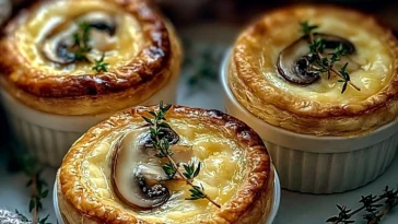Delicious Mini Mushroom and Gruyère Pot Pies with Thyme
