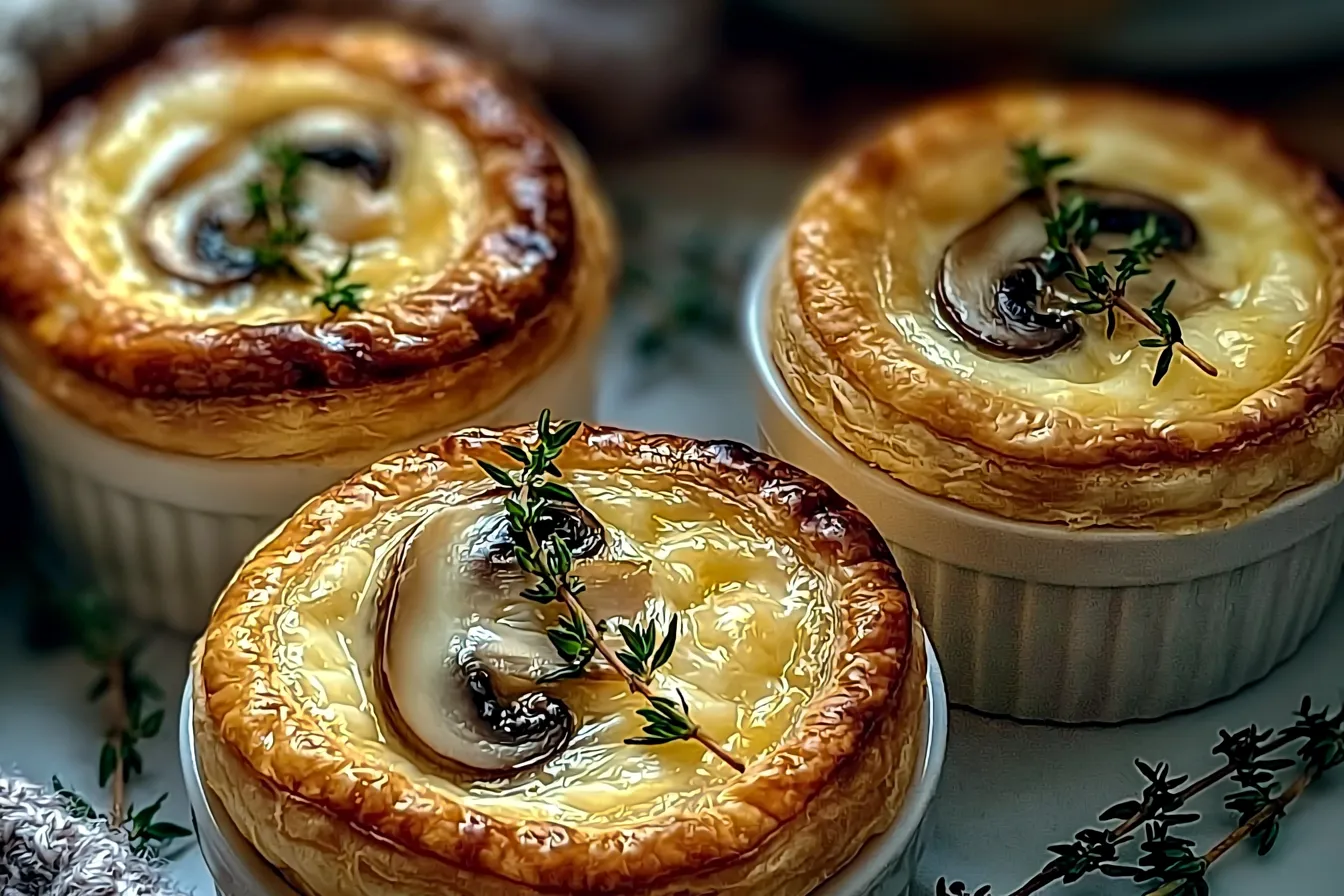 Mini Mushroom and Gruyère Pot Pies with Thyme for Cozy Nights 3 Delicious Mini Mushroom and Gruyère Pot Pies with Thyme