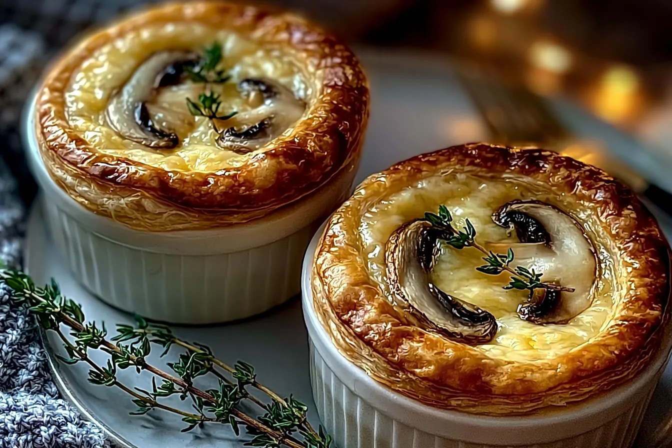 Mini Mushroom and Gruyère Pot Pies with Thyme for Cozy Nights 4 Mini Mushroom and Gruyère Pot Pies with Thyme for Cozy Nights
