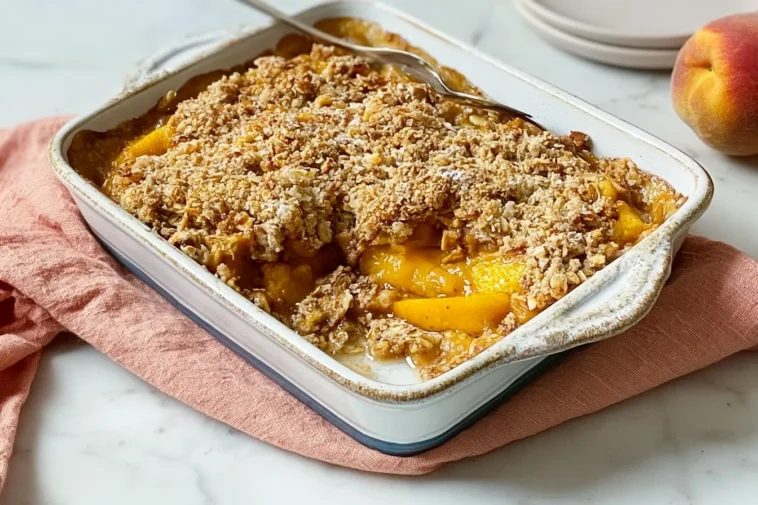 Mom's Peach Crisp: A Sweet Slice of Nostalgia 3 Mom's Peach Crisp Freshly Baked
