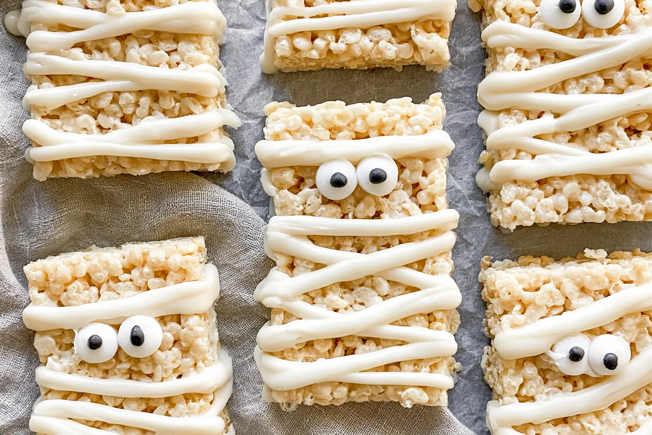 Mummy Rice Krispie Treats for Halloween Fun