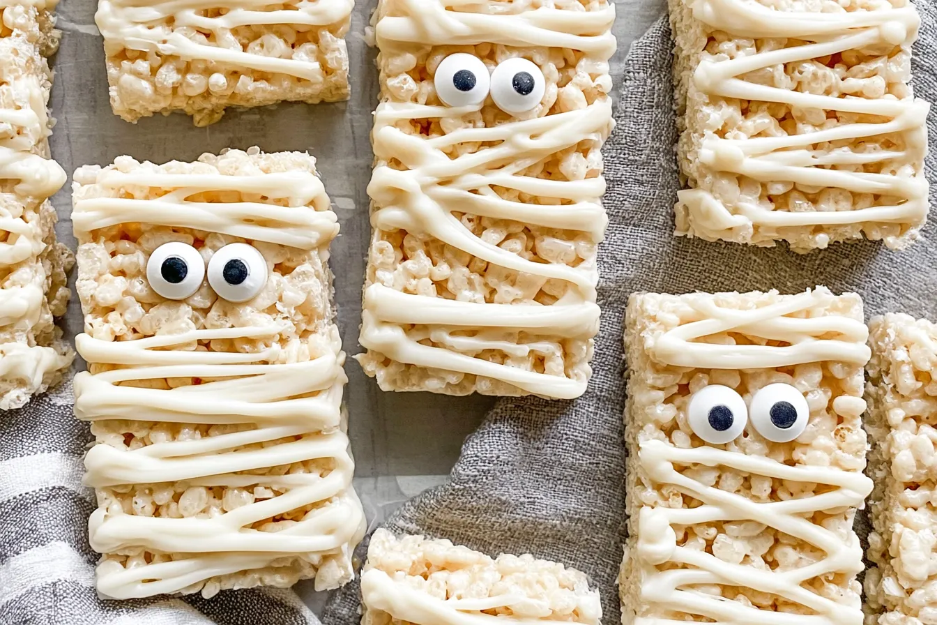 Mummy Rice Krispie Treats (fun for kids to make) - A Spooky Delight! 4 Mummy Rice Krispie Treats (fun for kids to make)
