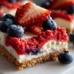 No-Bake Flag Cheesecake Bars Ready to Serve