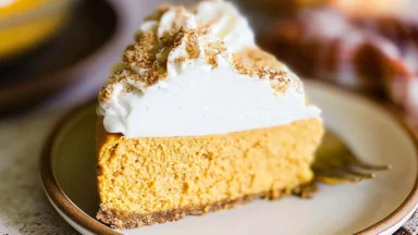 No Bake Pumpkin Cheesecake Slices Ready to Serve