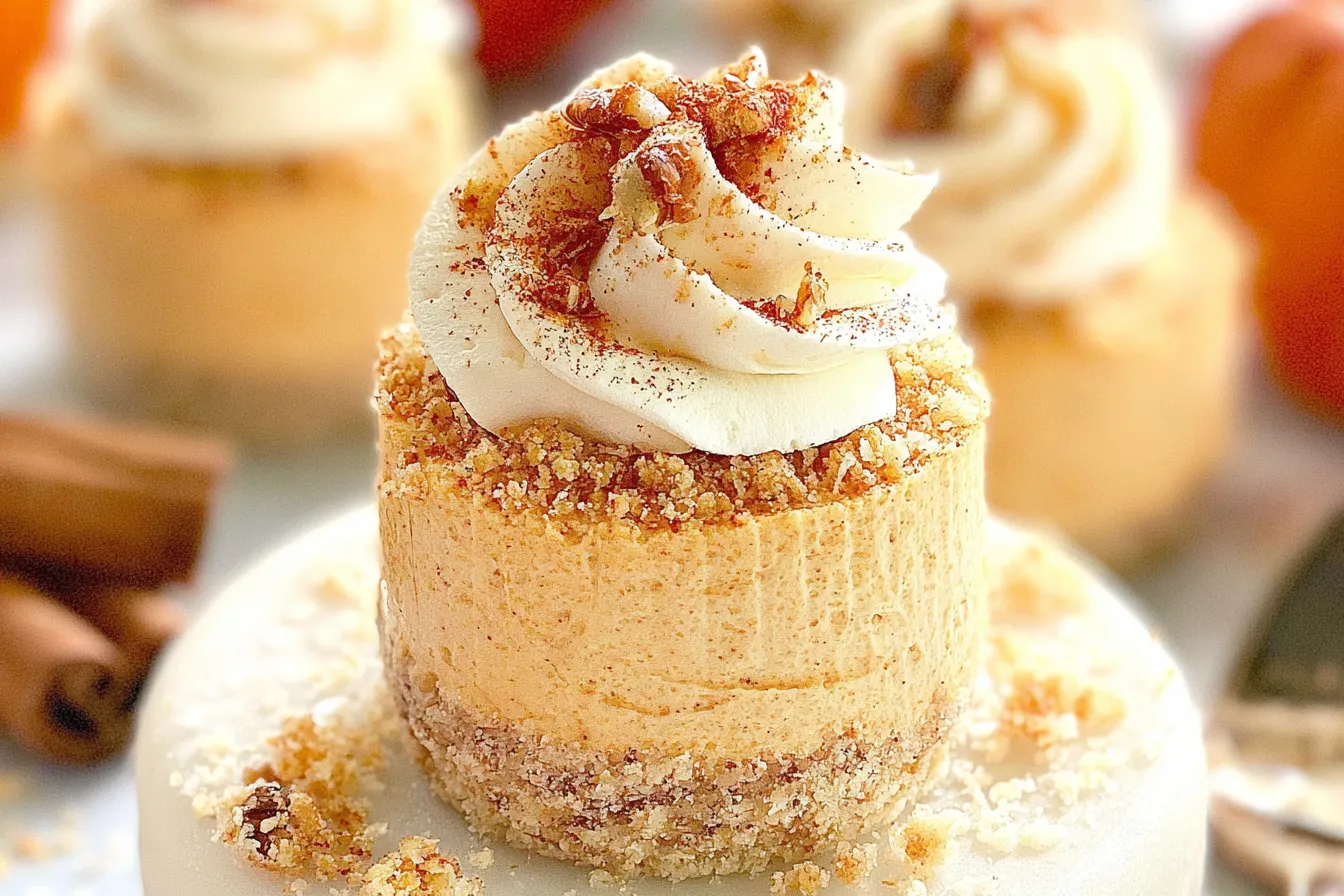 No Bake Pumpkin Mini Cheesecakes Ready to Serve