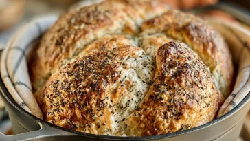 Golden Crispy Crust No Knead Garlic Herb Bread