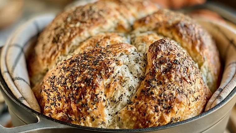 Golden Crispy Crust No Knead Garlic Herb Bread