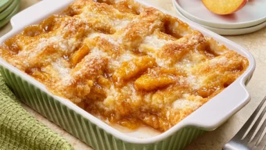Old Fashioned Peach Cobbler Fresh from the Oven