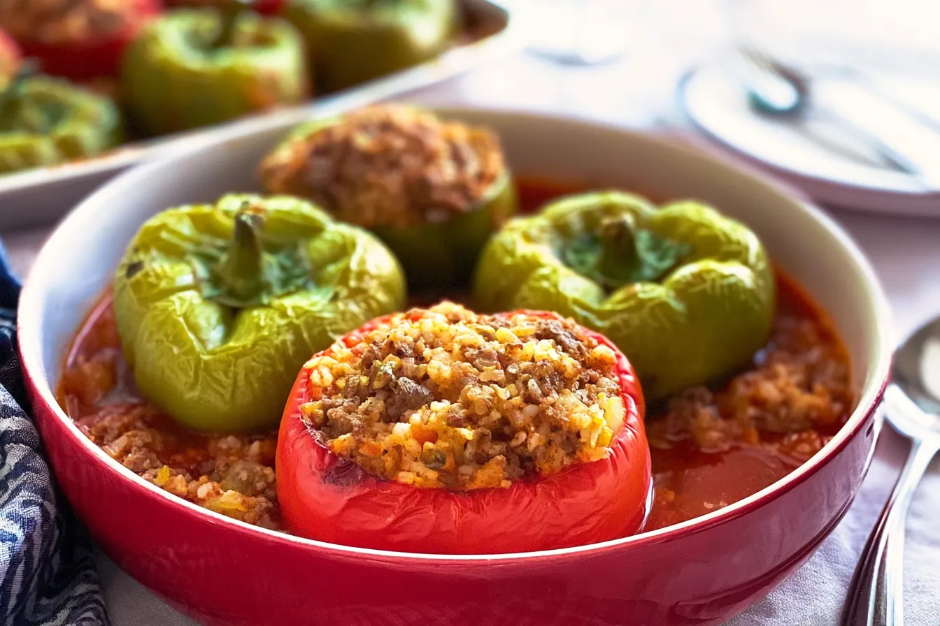 Old Fashioned Stuffed Bell Peppers Ready to Serve