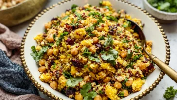 One Pot Moroccan-Inspired Chickpea Quinoa Salad in Bowl
