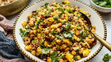 One Pot Moroccan-Inspired Chickpea Quinoa Salad in Bowl